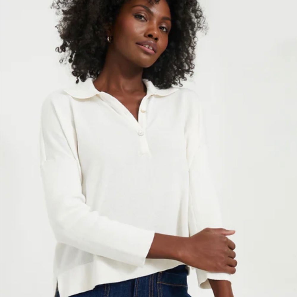 Tuckernuck White Clayton Long Sleeve Knit Polo
